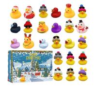 Christmas Mini Ducks 24-Day Calendrier Squeezable Advent Bath Toys | Christmas Calendar Advent for Kids Festival Home Party Holiday Car Office Nappe Windowsill
