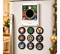 Christmas Mini Vinyl Record Player Magnet,with 9 NFC Fridge Records，B | Customisable Your Own Song Retro Magnetic Music Box Decor,Rotating Vinyl & LED Glow,Gift for Music Lovers Fridge or Desktop