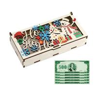 Christmas Money Holders - Engraved Wooden Gift Box, Festive Holiday Coin and Cash Organizer, Creative Seasonal Keepsake for Wedding Party Gathering, Decorative Storage Accessory, 7.09x3.54x1.18 Inches