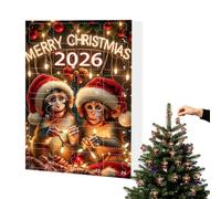 Christmas Monkey Lot de 24 décorations en acrylique 2D Motif singe de Noël | Décorations ludiques en forme de singe pour le compte à rebours quotidien des vacances sur les arbres ou les étagères. Idéal