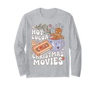 Christmas Movie Night Hot Cocoa Holiday Humor Manche Longue