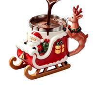 Christmas Mug Resin Reindeer Handle Hot Cocoa Cup Festive Drinkware | 3.94 x 5.51 x 5.12in Cute Holiday Cup for Tea, Milk, Latte, Cocoa & Juice, for Home, Office, Parties & New Year Gatherings