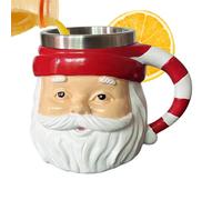 Christmas Mug, Santa Design Vintage Drinkware, 250ml Novelty Hot Cocoa Cup with Stainless Steel Liner, Perfect for Kitchen, Girls, Women, Birthday Present Use, 13x10x10cm Resin