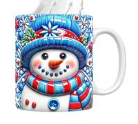 Christmas Mugs - Mugs Céramiques pour les Fêtes - Mug 3D Bonhomme de Neige 35cl avec Anse pour Thé Chocolat Cadeau