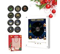 Christmas Music Fridge Magnet Player Gift Set, Festive NFC Vinyl Record Player with 9 Mini Discs, LED Light, Magnetic Back. Ideal Xmas Gift for Music Lovers (1Set)