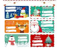 Christmas Name Stickers, Coloured Holiday Decorative Tag, 60-sheet Adhesive Decal For Party Celebration Home Holiday Seasonal Family Crafting Festival Wrapping School