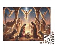 Christmas Nativity Scene Colourful Angel Nativity Scene 1000 Pcs Jigsaws for Adults The Impossible Challenge Brain Development 52x38cm/1000pcs