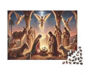 Christmas Nativity Scene Colourful Angel Nativity Scene 1000 Pieces Jigsaws Adults The Impossible Challenge Home Activity 38x26cm/1000pcs