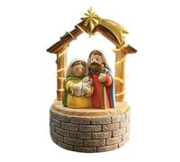 Christmas Nativity Scene - With LED Light Cute Christmas Decorations, Holy Family Nativity Scene Figurines, For Table Shelf Fireplace Bedroom Living Room Office Dorm Winter Party, 11.5 X 8 X 4.8 Cm