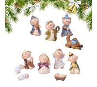 Christmas Nativity Set | 11 pièces Small Nativity Scene Resin Decorations - Home Decor For Indoor Tabletop She Seasonal Present Withlf Cabinet Entryway Office Living Room Bedroom Church Weddings