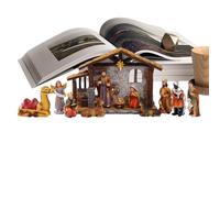 Christmas Nativity Set D'Intérieur - Décoration de Bureau Crèche de la Sainte Famille,Figurines Miniatures pour Intérieur Extérieur Bureau Étagère Cheminée Patio Fête Église