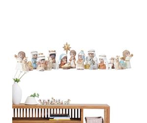 Christmas Nativity Set-Holy Family Jesus Manger Scene, 11-Piece Tabletop Decoration, Hand Painted Religious Figures, Traditional Holiday Mantel Decor, Sacred Dining Table Centerpiece | For Church