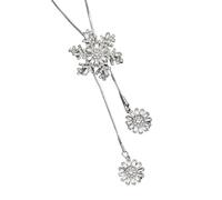 Christmas Necklace Rotating Rhinestone Snowflake Adjustable Long Chain Choker Elegant Sweater For Women Men Jewelry Gift