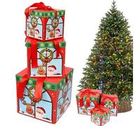 Christmas Nesting Gift Boxes - Assorted Sizes, Stackable Nested Winter, Decorative Stacking Square Present Box for Occassion, Decoration Gift helping Organize Toys Jewelry and Cosmetics, Multi Color