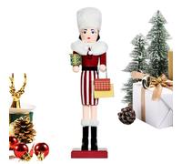 Christmas Nutcracker Decor, 14.37 Inch Wooden Soldier Figurine Tabletop | Classic Soldier Design Solid Wood Construction Festive Table Display Seasonal Home Accent Christmas Party Decoration