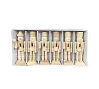 Christmas Nutcracker Decorations - Traditional Nutcrackers, 6 Pieces Unpainted Wooden Tabletop Sculpture, Christmas Decoration Nutcracker Ornaments | for Bedroom Kid Room Fireplace Display Rack