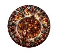 Christmas Optical Illusion Rug, Round 3D Decorative Floor Mat | 3D Depth Patterns Round Mat For Holiday Floor, Living Room And Sofa. Visual Trap Design Creates Stunning Illusion.