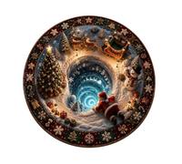 Christmas Optical Illusion Rug, Round 3D Decorative Floor Mat | 3D Depth Patterns Round Mat For Holiday Floor, Living Room And Sofa. Visual Trap Design Creates Stunning Illusion.