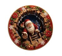 Christmas Optical Illusion Rug, Round 3D Decorative Floor Mat | 3D Depth Patterns Round Mat For Holiday Floor, Living Room And Sofa. Visual Trap Design Creates Stunning Illusion.