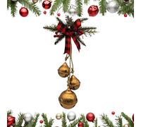 Christmas Ornament - Christmas Tree Bells | Metal Bells with Cloth Ribbon, Farmhouse Hanging Ornament, Holiday Wall Accent, Winter Wedding Decoration for Home Celebration