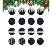 Christmas Ornaments 16-Pack - 2.36 inch Shiny Ball Decor with Rhinestones, Holiday Tree Pendants for Home Christmas Party Decorations