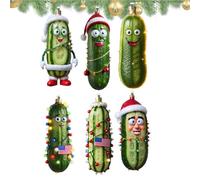 Christmas Ornaments 2024 Pickle,6X Traditional German Game Find The Pickle | Acrylic 2D Flat Holiday Pickle Ornaments for ChristmasOrnaments Decor With Rope For Christmas Tradition Decor Parties Favor