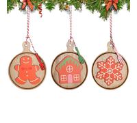 Christmas Ornaments - 3 Pieces Gingerbread Pendant Set, Adorable Hanging Decorations for Tree Window Shelf Table, Holiday Home Accent for Living Room Wall Display, Christmas Decor, 4.72x3.62 Inches