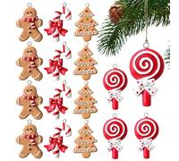 Christmas Ornaments - Christmas Tree Decorations | Christmâs Resin Gingerbread Man Candy Set | Resin 16 Pieces 3D Festive | Decorative Gingerbread Ornament for Outdoor Holiday Party Festival Indoor