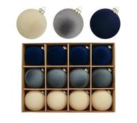 Christmas Ornaments, Lot de 12 Boules de Noël Rondes en Fibres floquées de Velours, for décorer couronnes et sapins à Faire soi-même.,for Holiday(Blue)