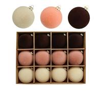 Christmas Ornaments, Lot de 12 Boules de Noël Rondes en Fibres floquées de Velours, for décorer couronnes et sapins à Faire soi-même.,for Holiday(Coffee)