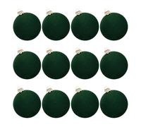 Christmas Ornaments, Lot de 12 Boules de Noël Rondes en Fibres floquées de Velours, for décorer couronnes et sapins à Faire soi-même.,for Holiday(Dark Green)