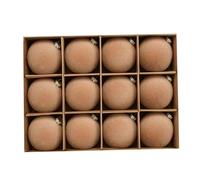 Christmas Ornaments, Lot de 12 Boules de Noël Rondes en Fibres floquées de Velours, for décorer couronnes et sapins à Faire soi-même.,for Holiday(Khaki)
