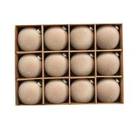 Christmas Ornaments, Lot de 12 Boules de Noël Rondes en Fibres floquées de Velours, for décorer couronnes et sapins à Faire soi-même.,for Holiday(Green)