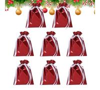 Christmas Packaging Bags - Gift Sacks, Drawstring Pouch with Ribbon Tie, Holiday Wrap for Odd Shaped Items, Fabric Storage Reusable Designs, Party Favors Kids Adults