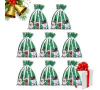 Christmas Packaging Bags - Gift Sacks, Drawstring Pouch with Ribbon Tie, Holiday Wrap for Odd Shaped Items, Fabric Storage Reusable Designs, Party Favors Kids Adults