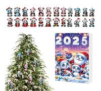Christmas Panda Advent Calendars, 2D Acrylic Panda Hanging Ornaments Advent Calendars, 24 Days Christmas Countdown Calendar for Kids
