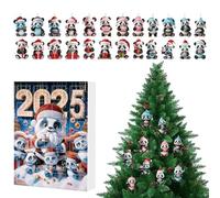 Christmas Panda Advent Calendars, 2D Acrylic Panda Hanging Ornaments Advent Calendars, 24 Days Christmas Countdown Calendar for Kids