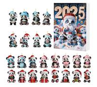 Christmas Panda Advent Calendars, 2D Acrylic Panda Hanging Ornaments Advent Calendars, 24 Days Christmas Countdown Calendar for Kids