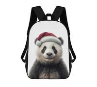 Christmas Panda with Santa Hat Portrait Sacs À Dos Pour Enfants, Sac À Dos Scolaire, Sac À Dos Imprimé En 3D Pour Enfants, Sac À Dos De Voyage, Sac À Livres, Sac D'école Pour Enfants 17inch
