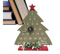 Christmas - Panneau en bois compte à rebours jusqu'à Noël, calendrier des jours festifs jusqu'à Noël, de vacances rustique avec blocs numérotés | Décoration d'intérieur pour table cheminée