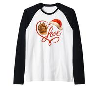 Christmas Paw Love Heart Santa Dog Mom Funny Pet Lover Dogs Manche Raglan