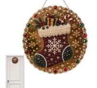 Christmas Pearl Art DIY Craft Kit, Round Acrylic Board Suncatcher Pendant