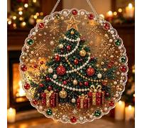 Christmas Pearl Art DIY Diamond Painting Hanging Suncatcher Ornament，#B