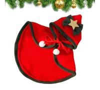 Christmas Pet Apparel, Small Dogs Costume, Cats Festive Attire, Holiday Stars Cloak, Winter Pet Cloak, Dogs Hooded Cape with Stars Bow Hat for Small Dogs Cats Pet