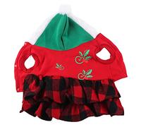 Christmas Pet Clothes | Warm & Lightweight Checkered Dog Cat Dress | Soft Holiday Outfit for Small Medium Dogs | Seasonal Holiday (L)