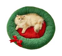 Christmas Pet Cushion, Cat Dog Bed, Pet Plush Bed, Round Dog Cushion, Soft and Round Pet Cushion, Ideal for Small Dogs and Cats, Offering Comfort and Warmth with Its Plush Design