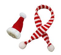 Christmas Pet Hat Scarf Kit Hamster Cosplay Costume Caps Props avec Un Ensemble d'écharpe à Rayures Rouges
