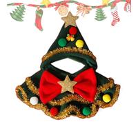 Christmas Pet Scarf - Polyester Puppy Cat Scarf With Hat, Bow Balls Stars Design, Sizes XS S M L | Christmas Costume Dog Clothes, Cat Winter Neck Warmer For Holiday Dress Up Use