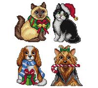 CHRISTMAS PETS - Counted Cross Stitch Kit: Christmas Pets: Set of 4 - Orchidea