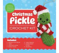 Christmas Pickle Crochet Kit: Stitch a Too-cute Christmas Ornament! Includes: Instruction Book, Yarn, Crochet Hook, Safety Eyes, Yarn Needle, Embroidery Floss, Stuffing, Gold Cord